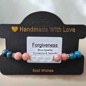 Handmade ✦ Forgiveness Bracelet ✦ Blue Apatite Sunstone Selenite 8mm Beads